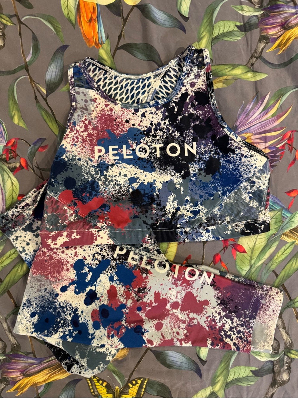 Peloton x WITH Splatter-Print Sports Bra & Leggings Set Size Large
